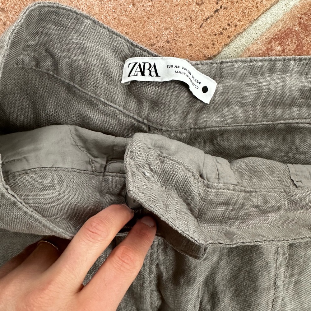 Zara high rise wide leg linen pant